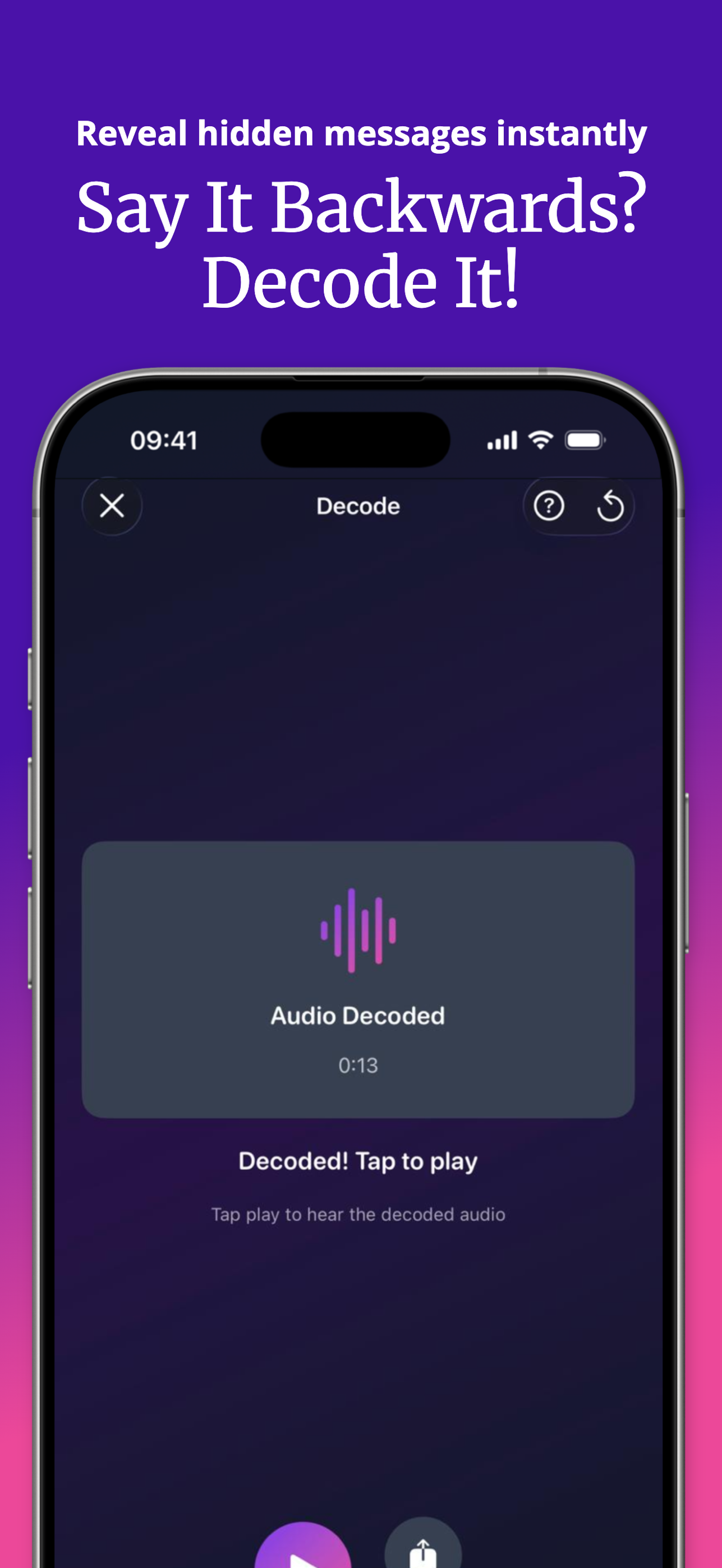 SupaFlip Decode Mode revealing a hidden backwards audio message